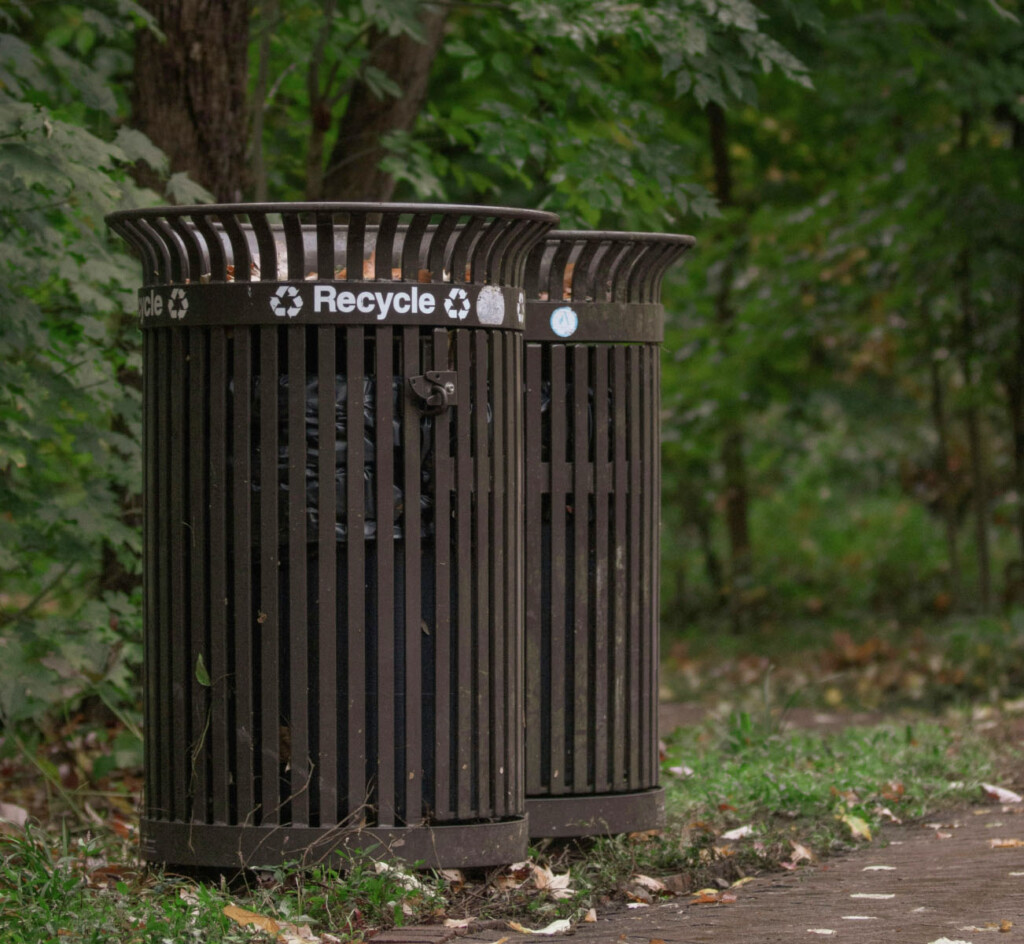 trash receptacle in a park