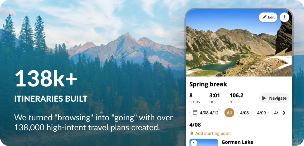An itinerary in the app
